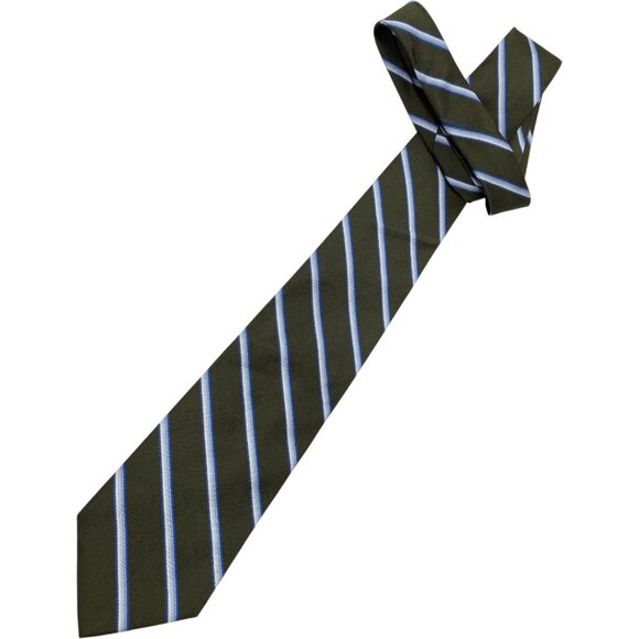 Brooks Brothers Makers Silk Tie Striped Repp Green Blue - Picture 2 of 7